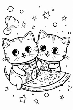 cats in space eating pizza