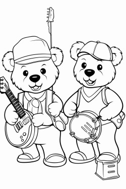 teddy bears that are in a band