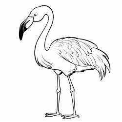 a flamingo standing with its head raised looking around