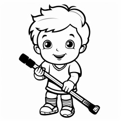 baby with a field hockey stick