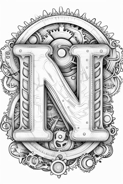 letter n made of gears