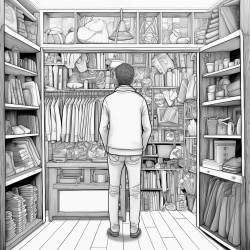 man hiding in store room