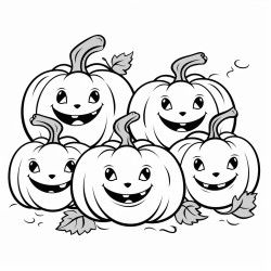 pumpkin patch with smiling pumpkins