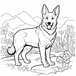 a dog of bread german shepherd in the garden