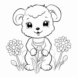 divinely the lamb wears a cross on his belly is eating flowers