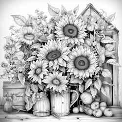 sunflowers in a barn