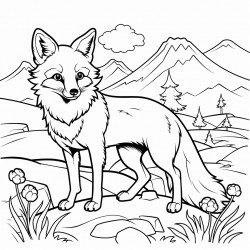 fox with landscape background