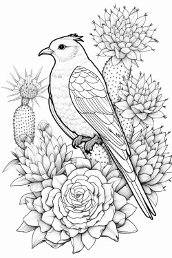 cactus succulent birds flowers