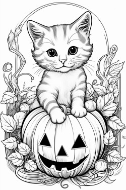 halloween kitten with pumpkin