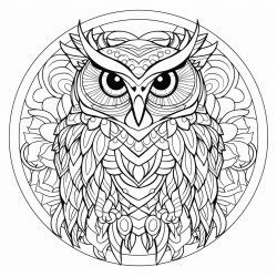 mandala with owl facing forward