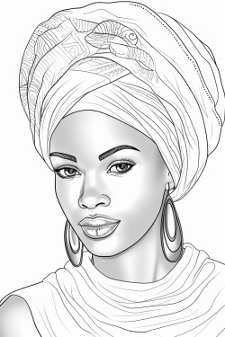 a woman with african headwear no shading used