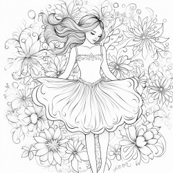 ballerina with a floral backdrop