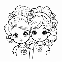 deux jeunes soeurs avec cheveux boucls plutt court qui ont le mme age et qui souris