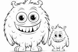 monster mom with 3 eyes and a monster kid with 3 eyes