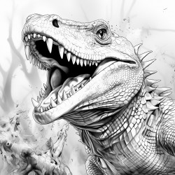 goanna head facing camera catching flies with tongue