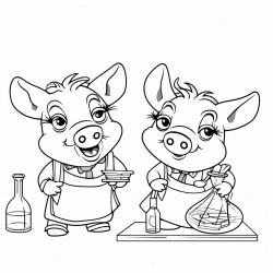 cartoon pigs in science class