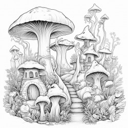 cute fairy mushroom forest scene