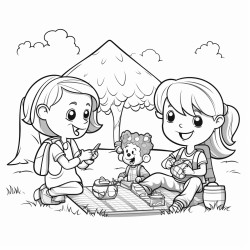 cute cozy friends enjoying a picnic in a park