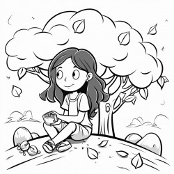 girl sitting under a mango tree