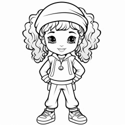 nia en el sector hogar solo con bordes negros para colorear