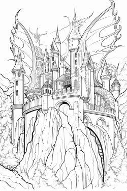 coloring dragon forest castle