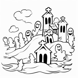 ghosts flying around graveyard