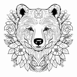black bear with pattern inside with flowers