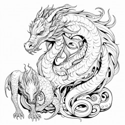 a snake dragon and dog