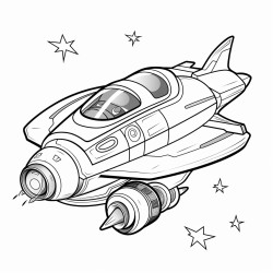 a futuristic spaceship with a colorful design zooming past a nebula