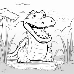 create a simple flat vectorstyle illustration of an alligator