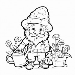 gnome gardening with a watering can
