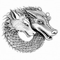 a snake and a wolf together