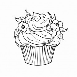 beautiful blooming cupcake with frosting techniques or candy decorations