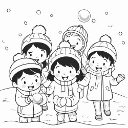 many children throwing snow balls
