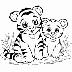 panda bear playing with tiger