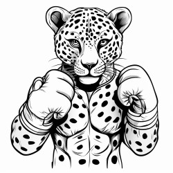 a leopard wearing boxing gloves