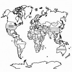 create a country name coloring page for every country including the flag flower and outline