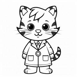 a cat in a doctor suit easy for kids and good lines very simple lines