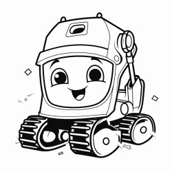toddler in happy excavator