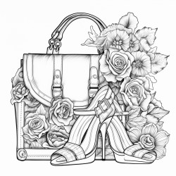 high heels a purse and roses