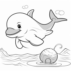 a cute icelandic harbor porpoise playing with ball