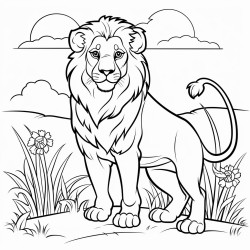 lion dans la savanne