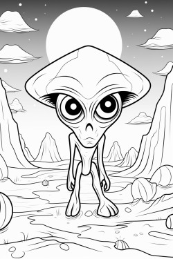the bigeyed alien the background alien planet surface