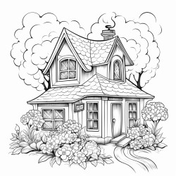 dream house with pretty flower outside