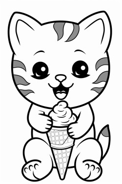 kitten eating an ice cream cone