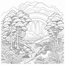 forest with a rainbow