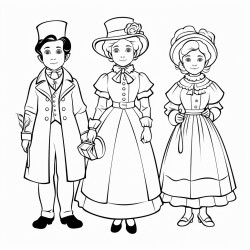 3 empty characters dressed like in the 19th century