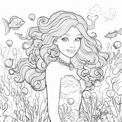 mermaids swimming among colorful coral reefs