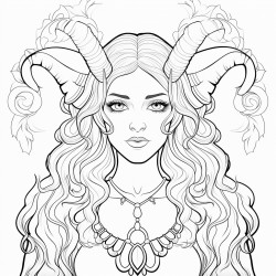 young goddess with horns