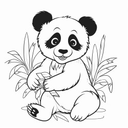 panda zjada liscie